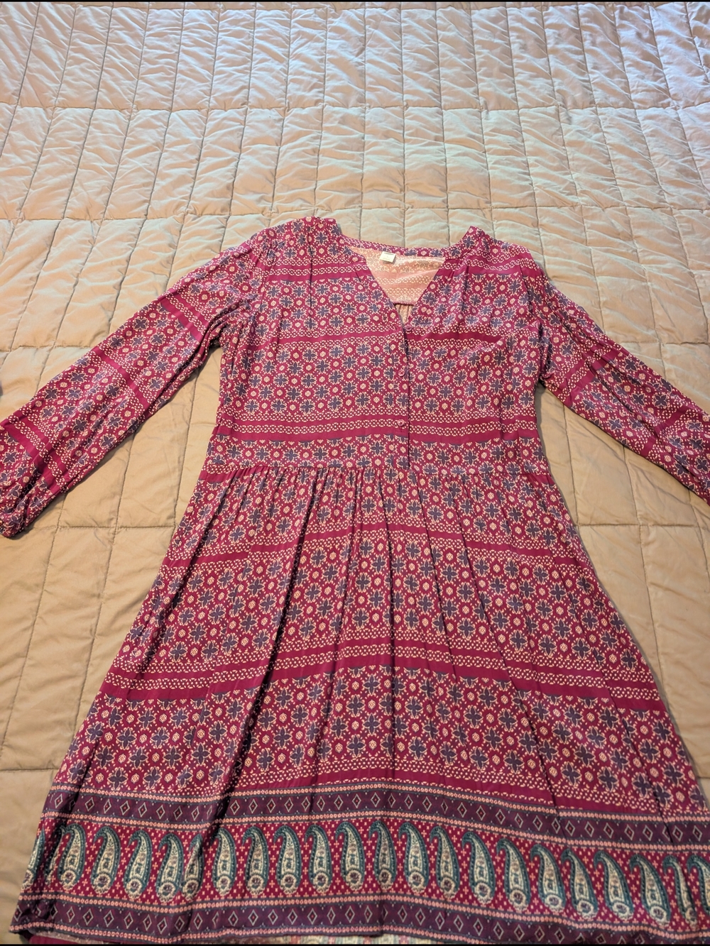 Old Navy Women’s Pink Printed V-Neck Boho Dress